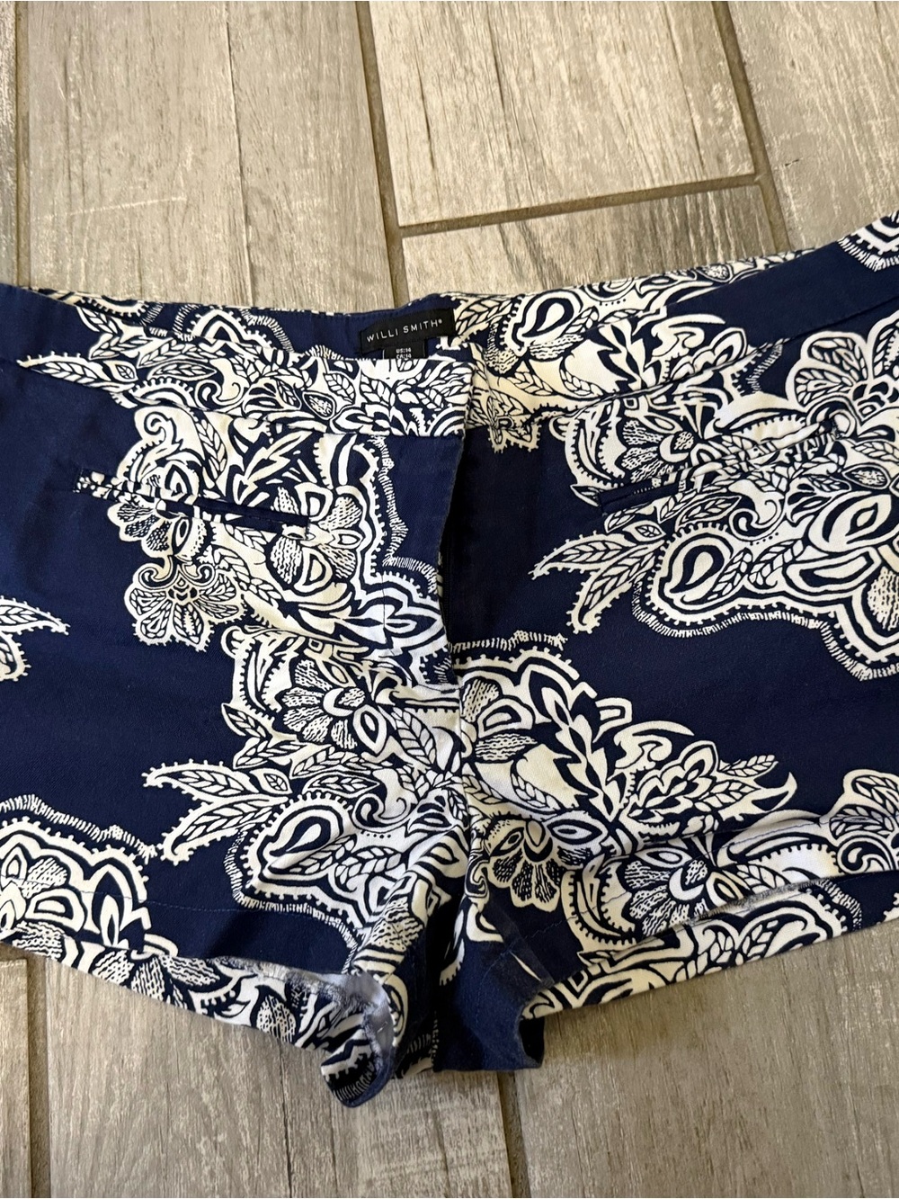 Willi Smith Navy & White Paisley Shorts